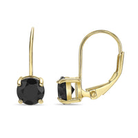 Black Onyx Leaverback Earrings in Sterling Silver