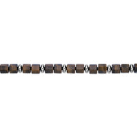 Tiger Eye Hexagon Chunky Beaded Bracelet in Sterling Silver, 8"