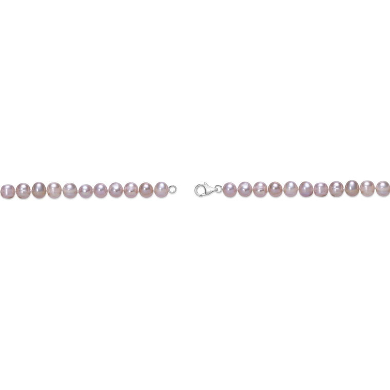 Pink Pearl Necklace with Sterling Silver, 16"