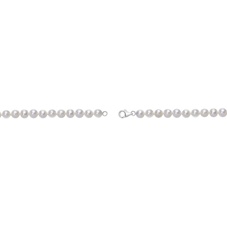 White Pearl Necklace with Sterling Silver, 16"