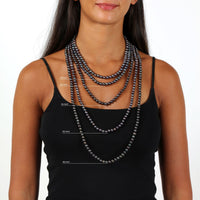 Black Pearl Necklace with Sterling Silver, 16"