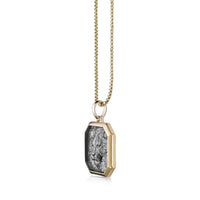 Lion's Head Medalion Pendant with 0.018 cttw Black Diamond in Yellow Gold Plated Sterling Silver, 24"