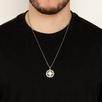Reversible Black Onyx and Howlite Medalion Pendant in Sterling Silver, 24"