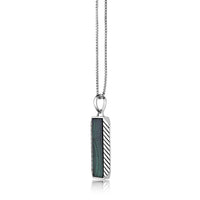 Chevron Malachite Dog Tag Pendant in Sterling Silver, 24"