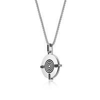 Tiger Eye and Black Agate Medalion Pendant in Sterling Silver, 24"