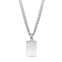 Black Agate Dog Tag Pendant in Sterling Silver, 24"