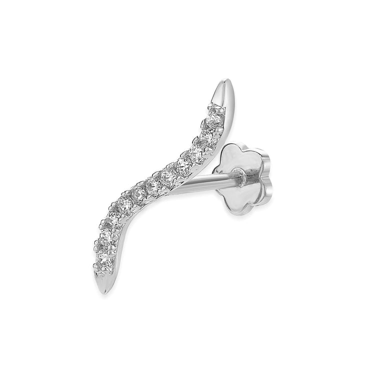 14K Gold Cubic Zirconia Wave Cartilage Earring