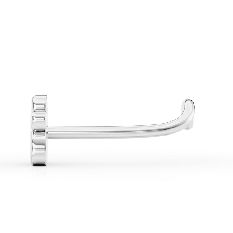 14K Paw Pad Cubic Zirconia Curved Nose Ring - 20G