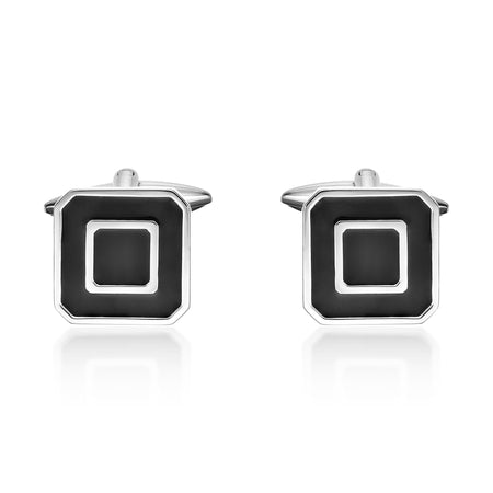 Square Resin Cufflinks in Stainless Steel