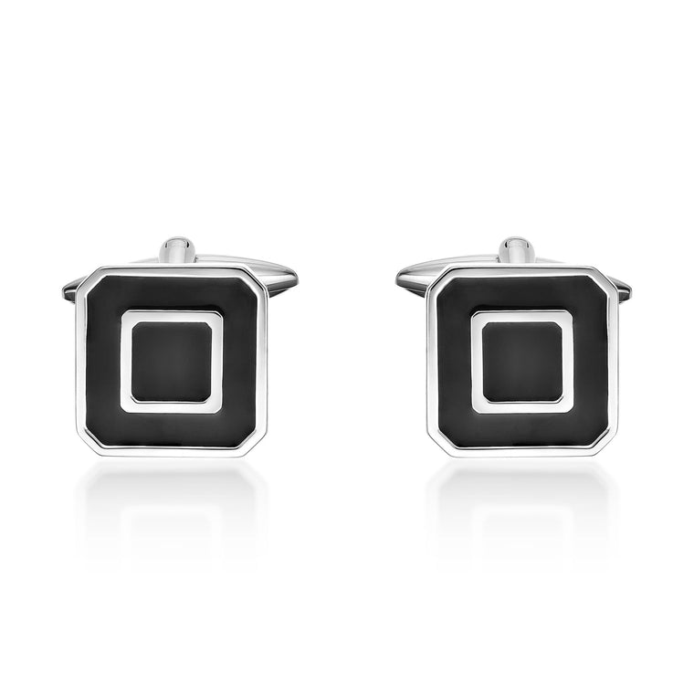 Square Resin Cufflinks in Stainless Steel