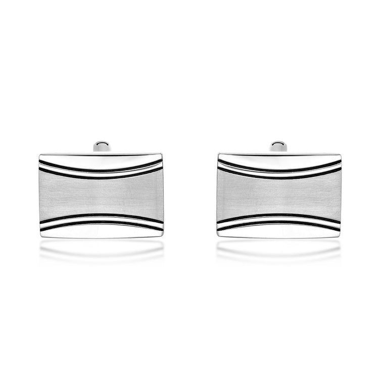 Rectangle Satin Finish Cufflinks in Stainless Steel