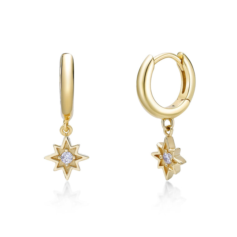 Small Star Dangle Huggie Earrings