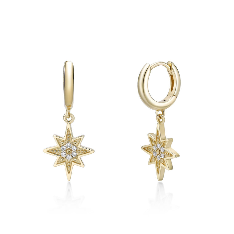 Large Star Dangle Huggie Earrings