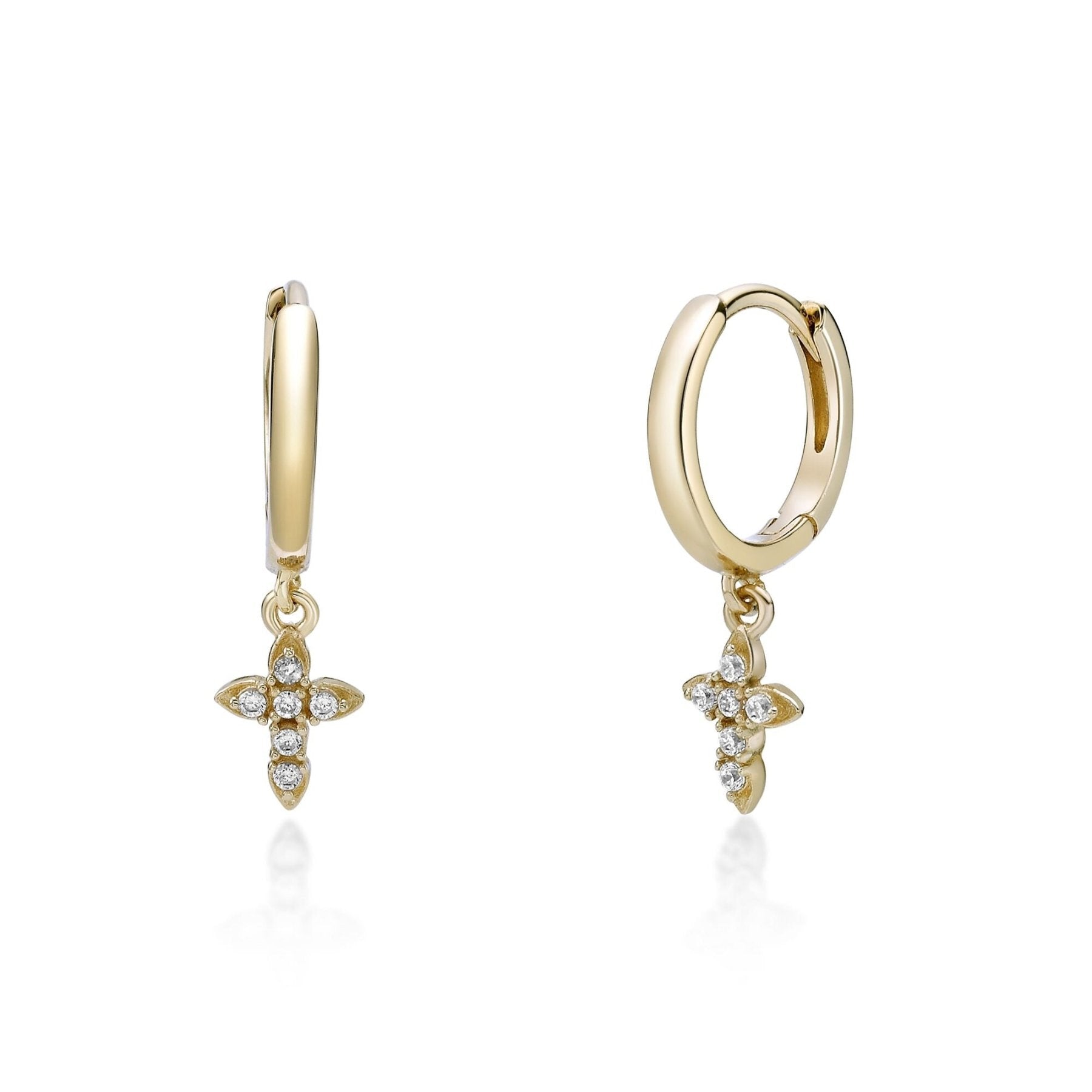 Dangle Cross Huggie Earrings