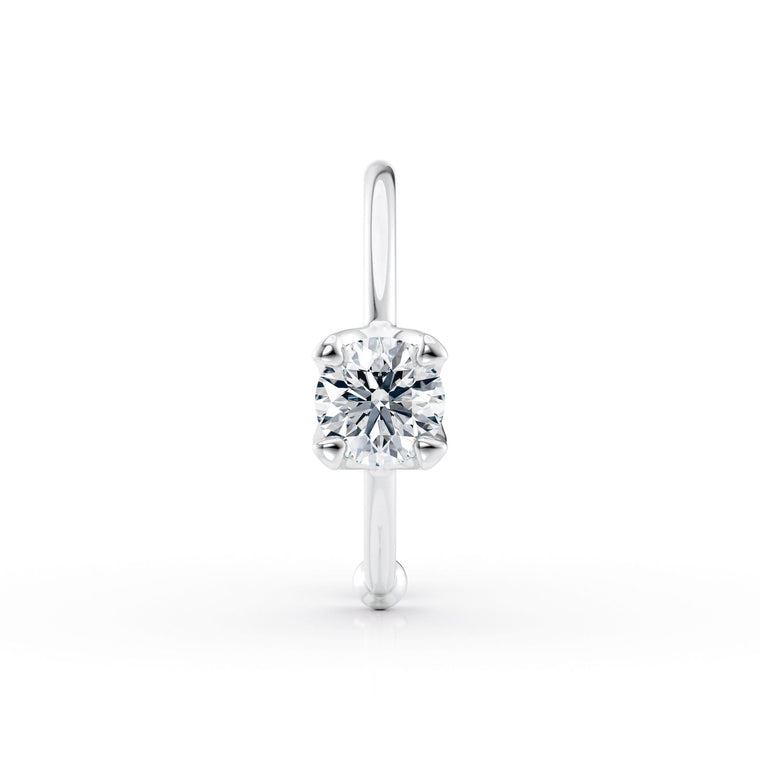 14K Gold Lab Grown Diamond Nose Hoop - 20G