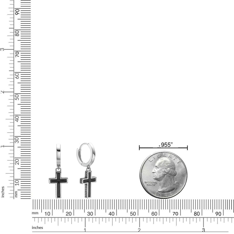Cross Hoop Earring in Sterling Silver
