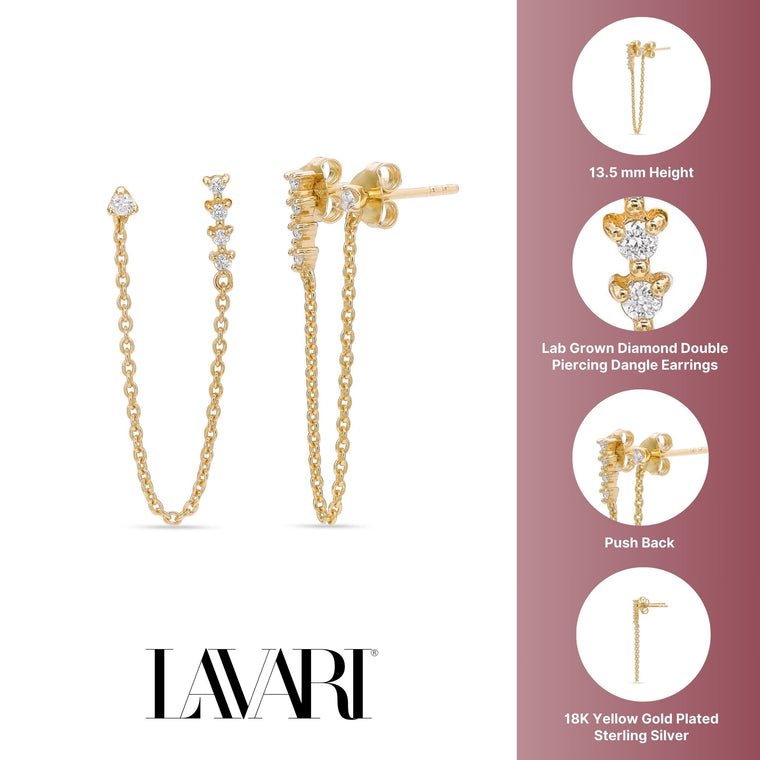 Double piercing dangle Earrings