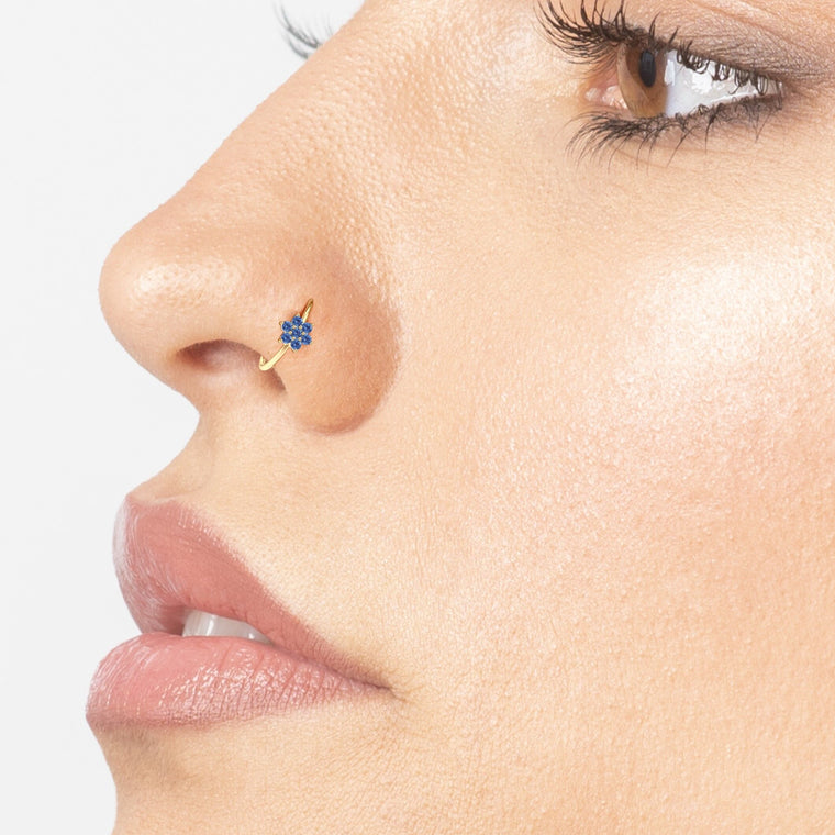 14K FlowerOpen Hoop Nose Ring - 22G