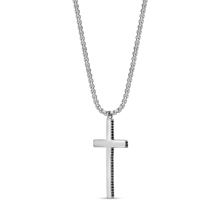 Diamond Simple Cross Pendant in 925 Sterling Silver