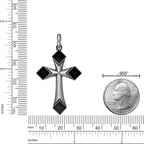Men's Black Onyx Cross Pendant in Sterling Silver