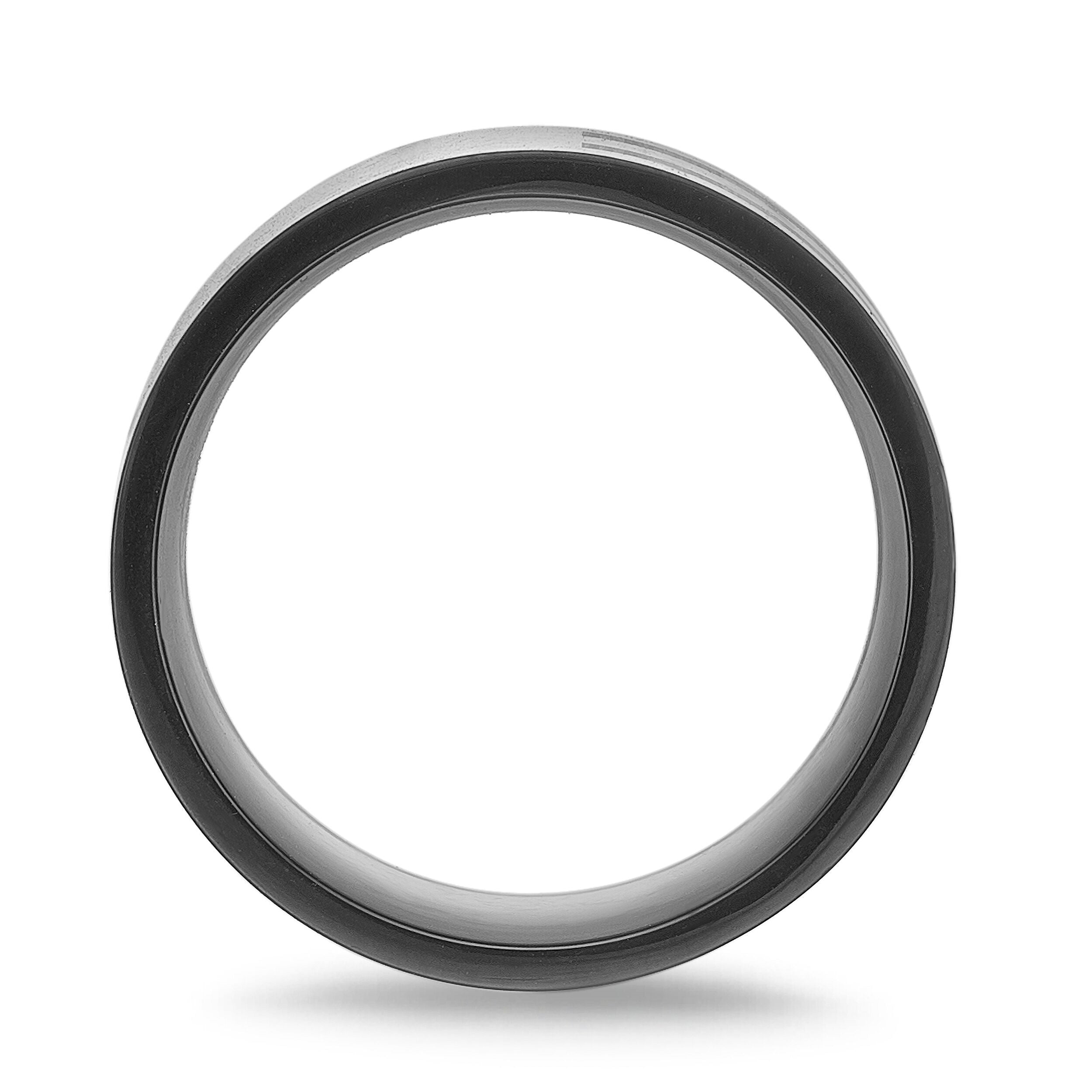 American Flag Band in Black Ion-Plated Stainless Steel