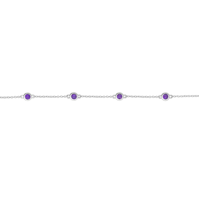 Birthstone Station Bracelet in Sterling Silver