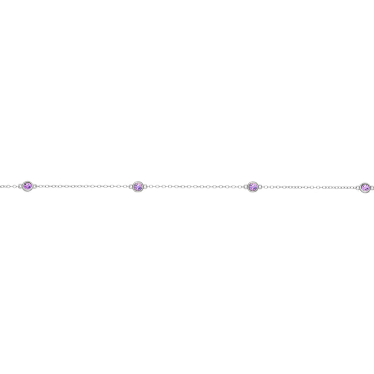 Birthstone Station Necklace in Sterling Silver
