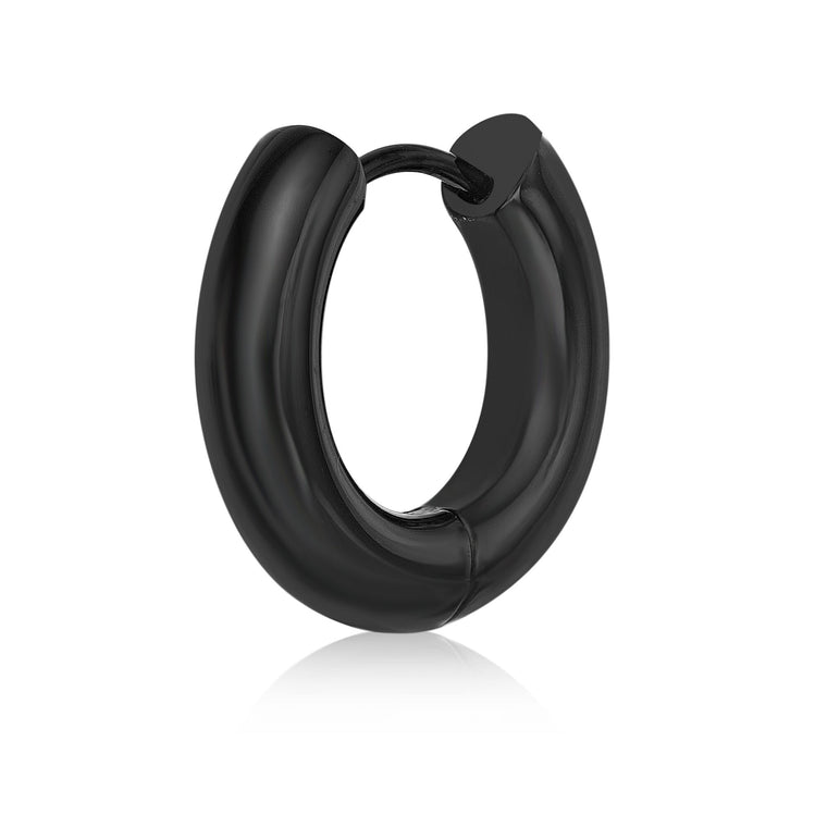 Plain Hoop Earring in Black Ion Plated Stainless Steel