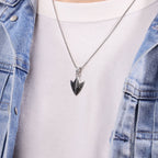 Men’s Arrowhead Pendant with Black Spinel in Sterling Silver