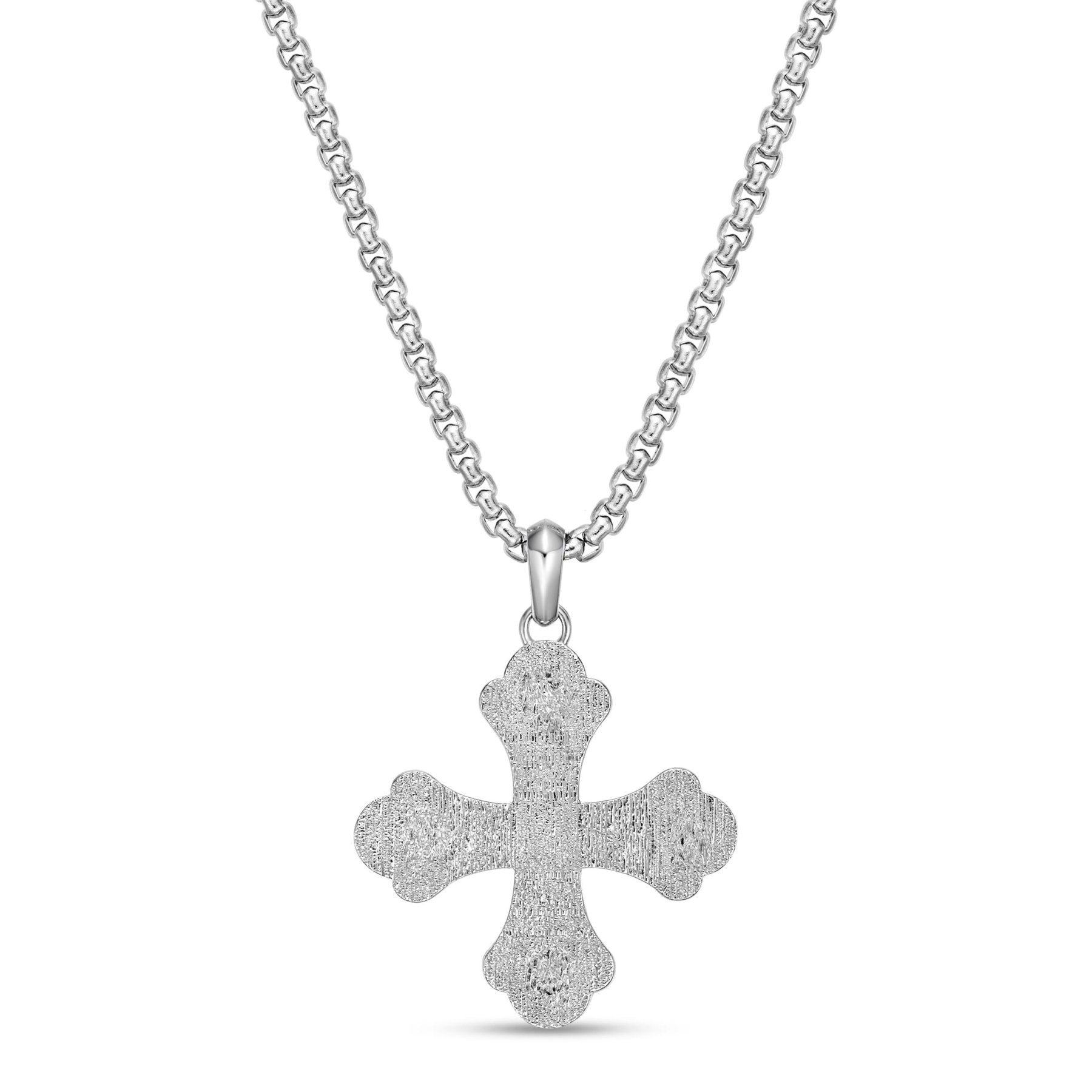 Men's Black Spinel Cross Pendant in Sterling Silver