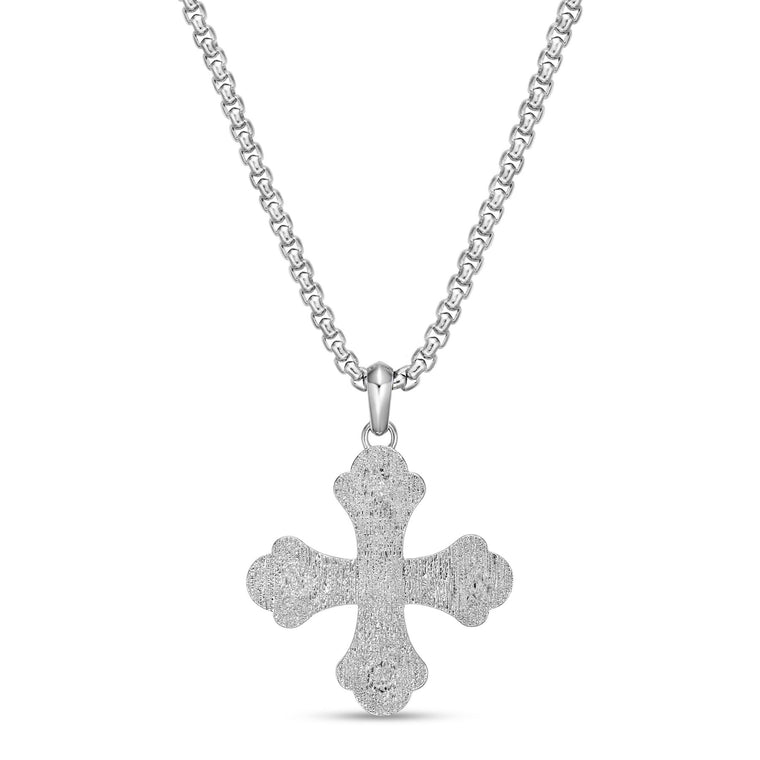 Men's Black Spinel Cross Pendant in Sterling Silver