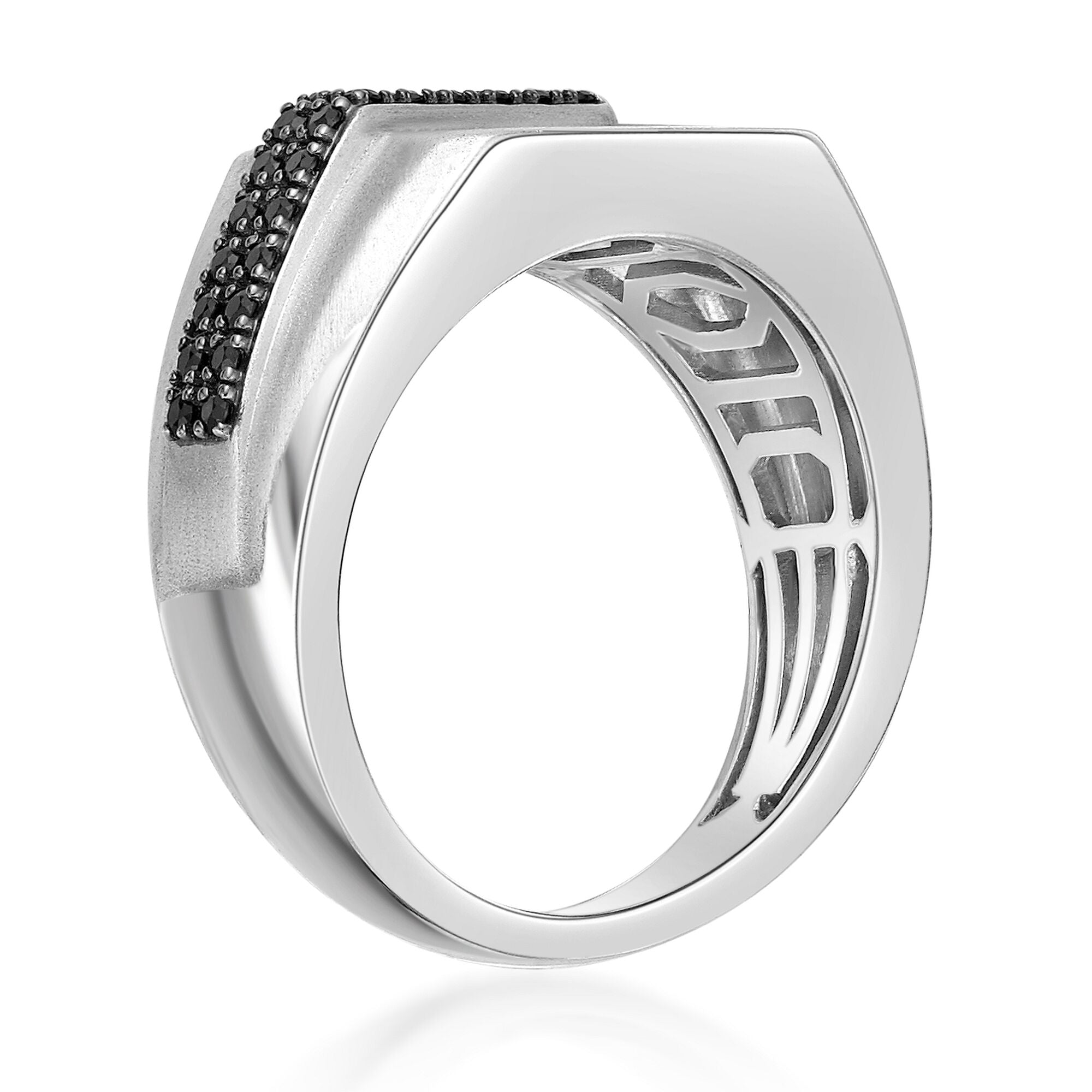 Men's Black Diamond Ring in Sterling Silver (1/4 ct. tw.)