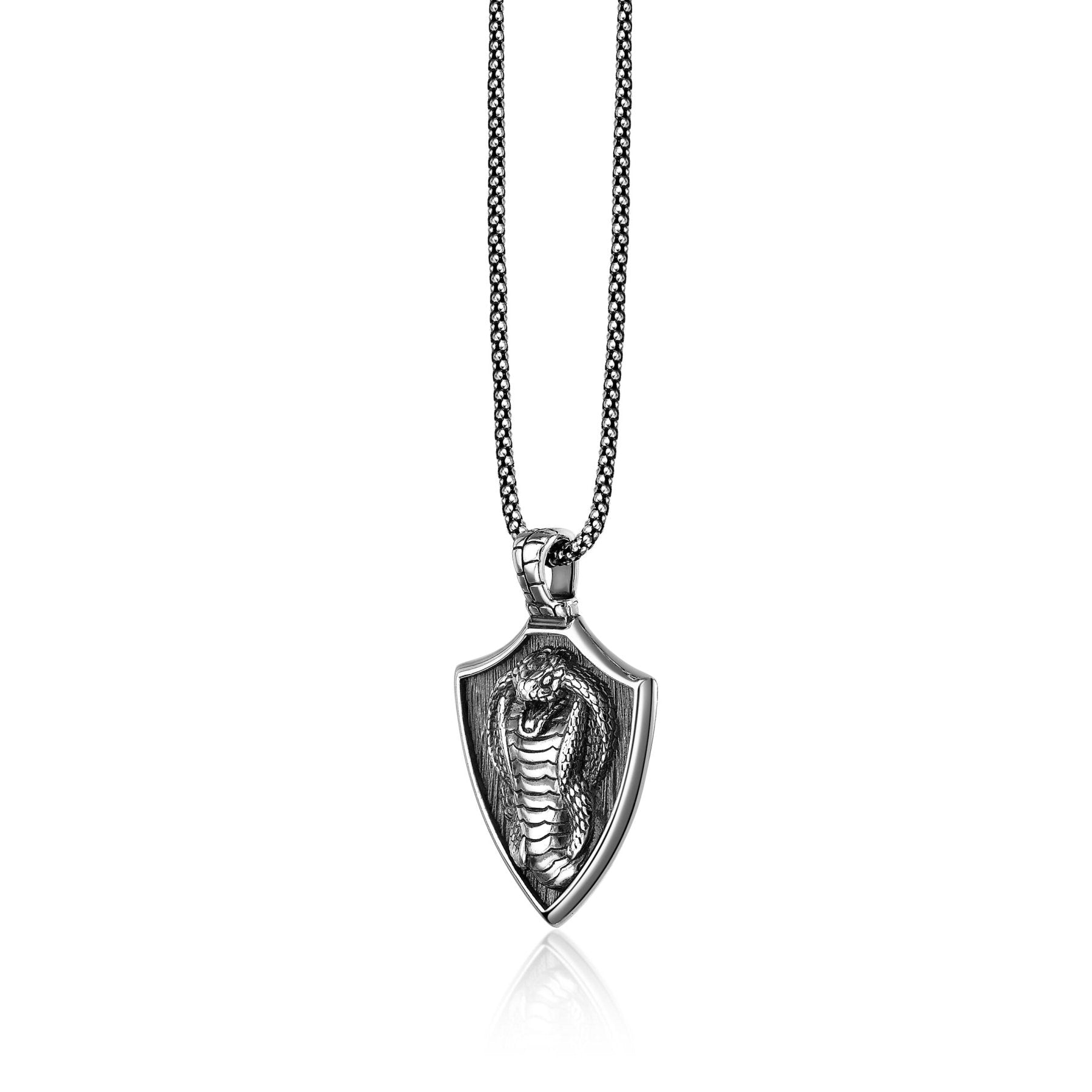 Cobra Shield Pendant in Sterling Silver