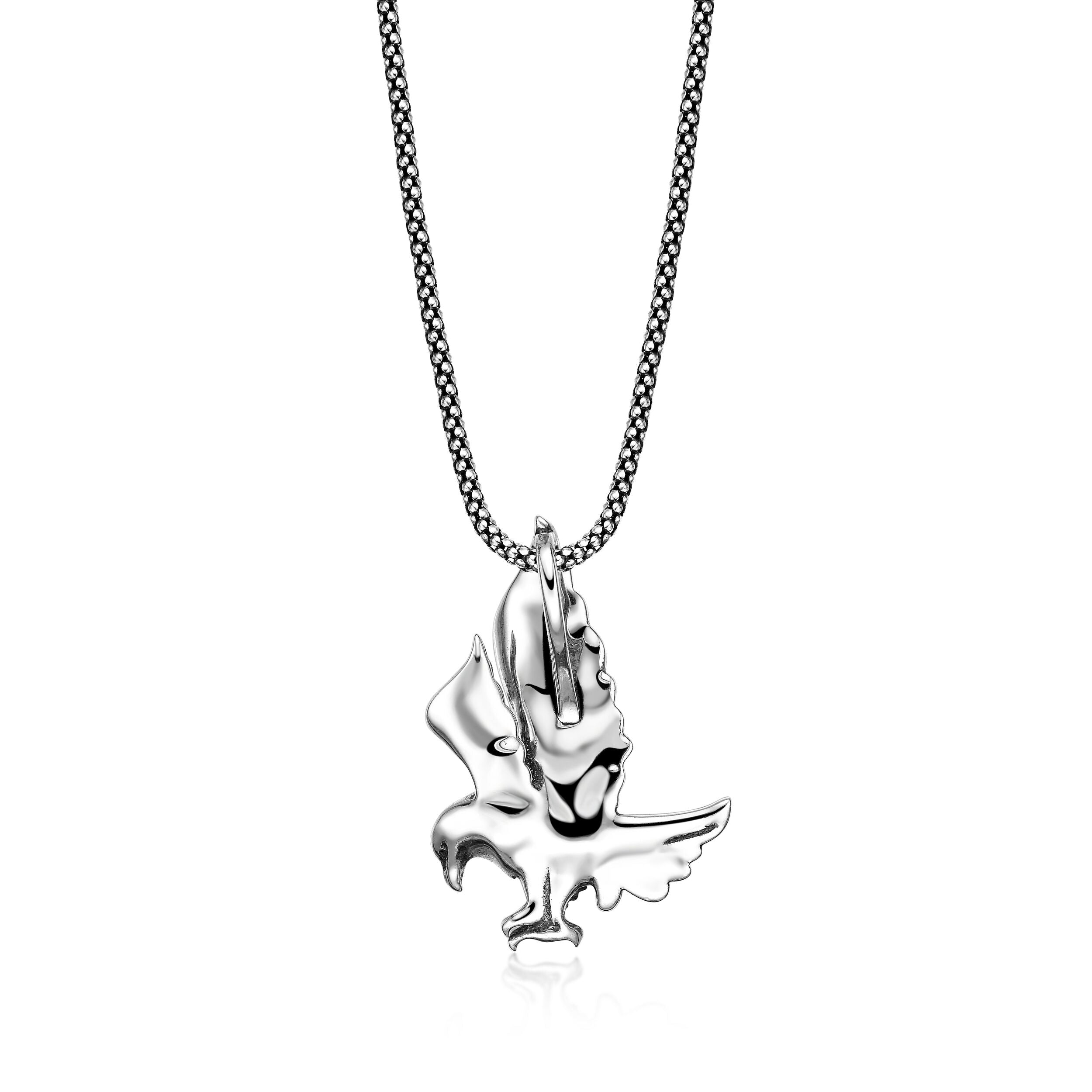 Black Spinel Eagle Pendant in Sterling Silver