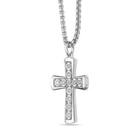 Men's Lab Grown Diamond Cross Pendant in Sterling Silver (1/2 ct. tw.)