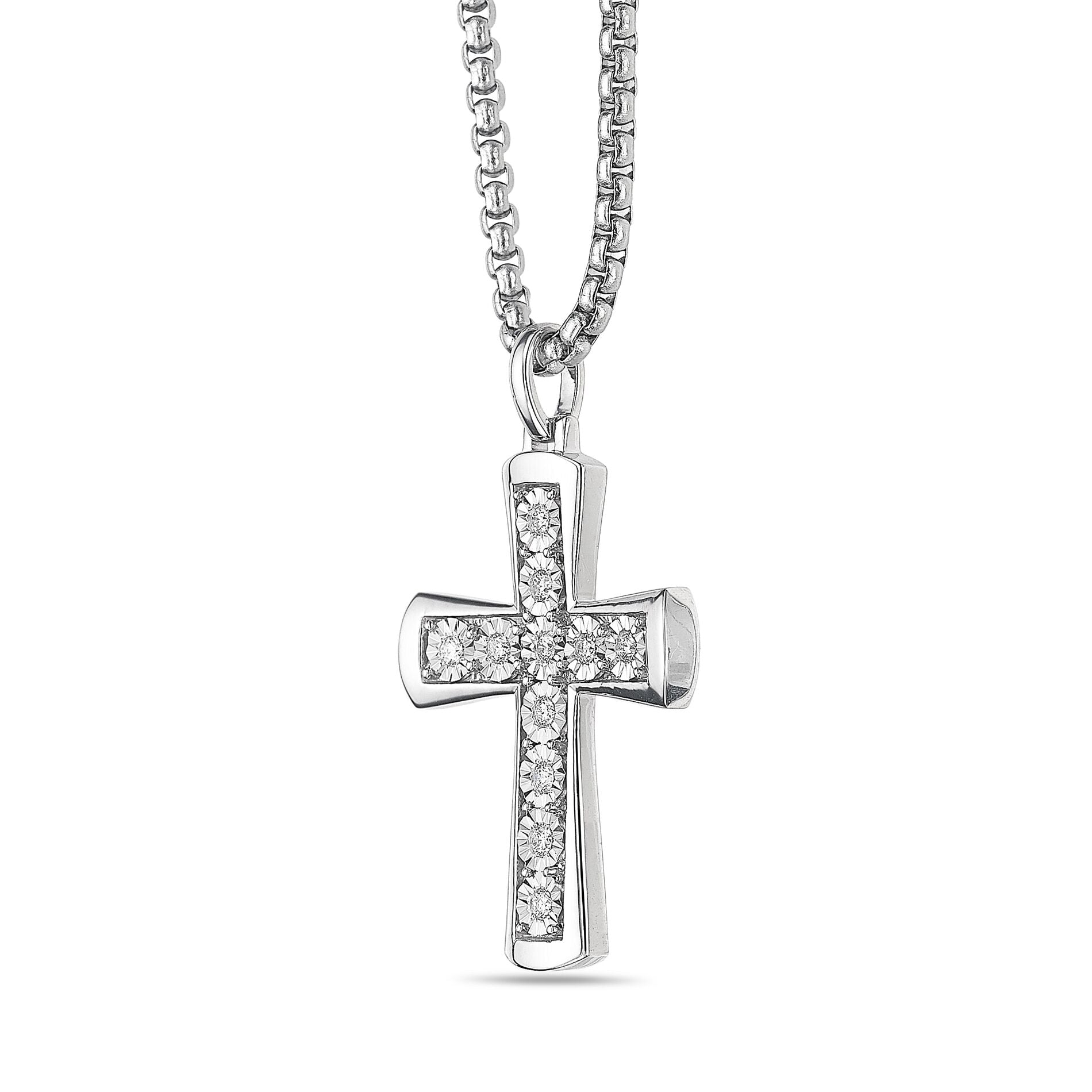 Men's Lab Grown Diamond Cross Pendant in Sterling Silver (1/2 ct. tw.)