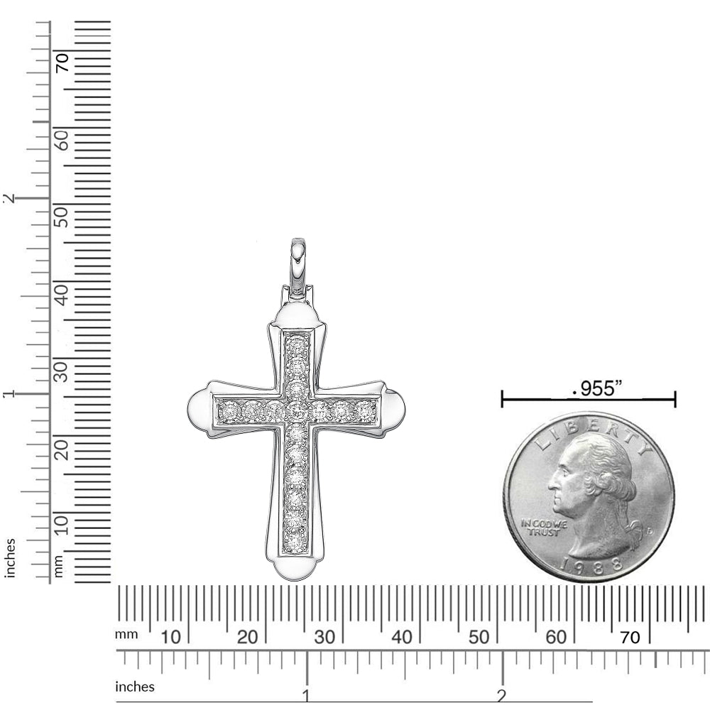 Men's Lab Grown Diamond Flared Cross Pendant in Sterling Silver (1/2 ct. tw.)