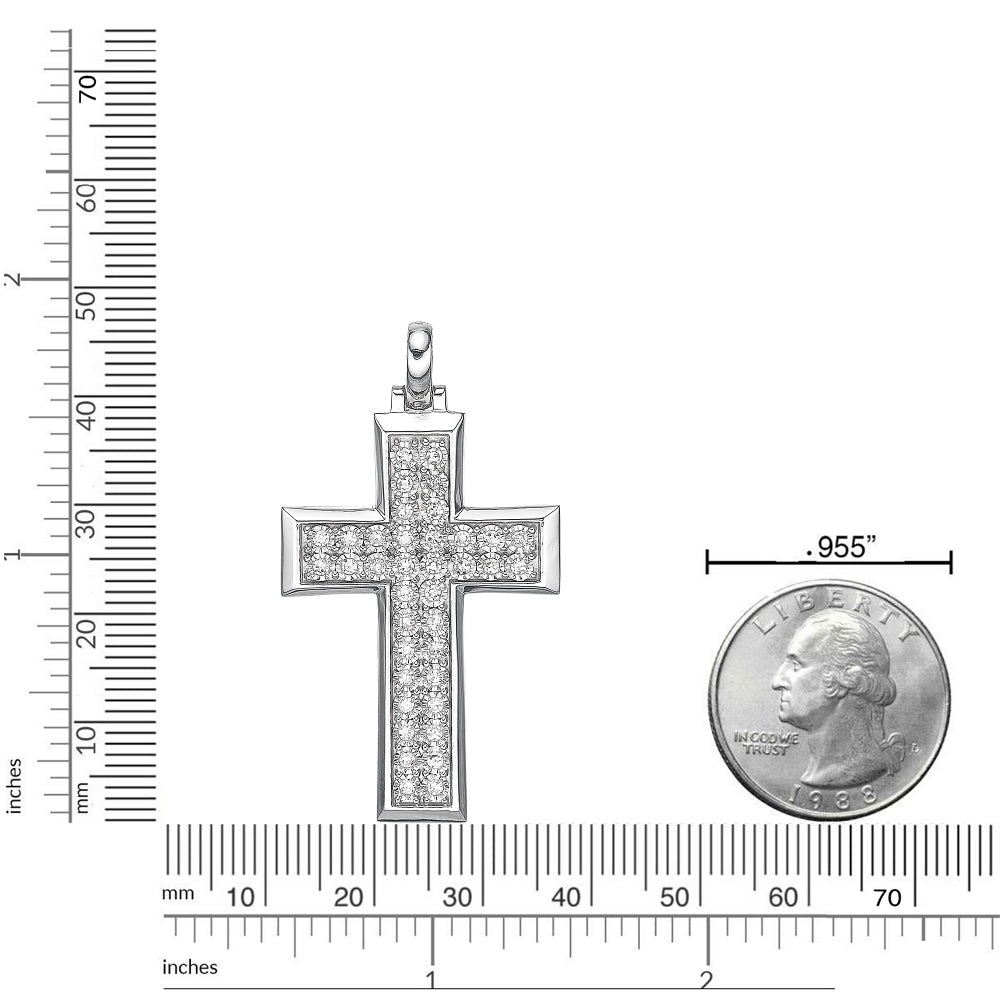 Men's Lab Grown Diamond Cross Pendant in Sterling Silver (1/2 ct. tw.)