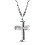 Men's Lab Grown Diamond Cross Pendant in Sterling Silver (1/2 ct. tw.)