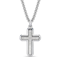 Men's Lab Grown Diamond Cross Pendant in Sterling Silver (1/2 ct. tw.)
