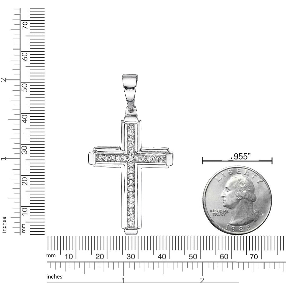 Men's Lab Grown Diamond Cross Pendant in Sterling Silver (1 ct. tw.)