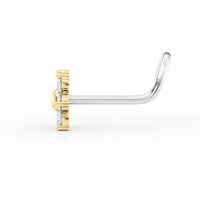 Titanim Flower Cubic Zirconia Curved Nose Ring with 14K Gold - 20G