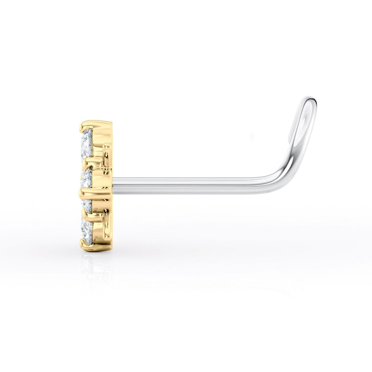 Titanim Four Leaf Clover Cubic Zirconia Curved Nose Ring with 14K Gold - 20G