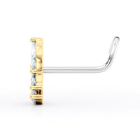 Titanim Marquise Fan Cubic Zirconia Curved Nose Ring with 14K Gold - 20G