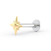 Titanium Northern Star Cartilage Piercing with 14K Gold - 18G