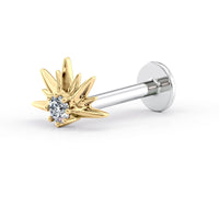 Titanium Starburst Cartilage Piercing with 14K Gold - 18G
