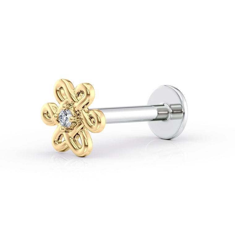 Titanium Eternity Knot Cartilage Piercing with 14K Gold - 18G