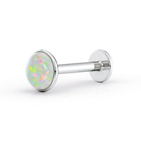 Titanium White Opal Cartilage Piercing with 14K Gold - 18G