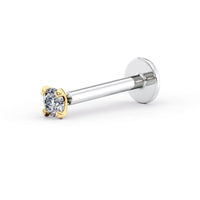 Titanium Cubic Zirconia Cartilage Piercing with 14K Gold - 18G