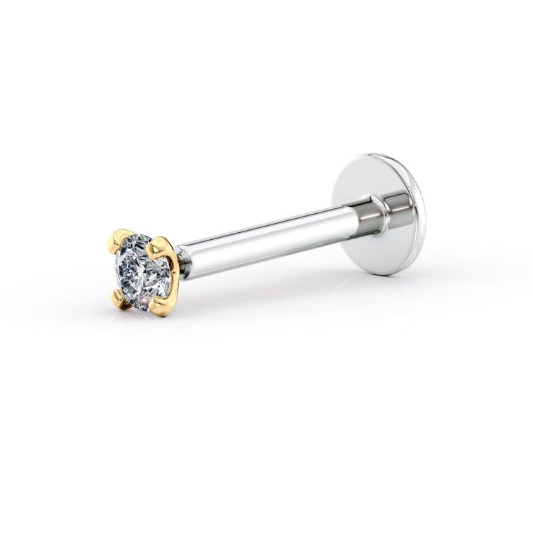 Titanium Cubic Zirconia Cartilage Piercing with 14K Gold - 18G